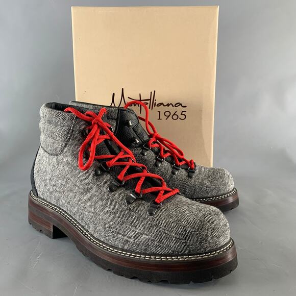 MONTELLIANA Size 12 Grey Black Tweed Wool Ankle Boots main image 7